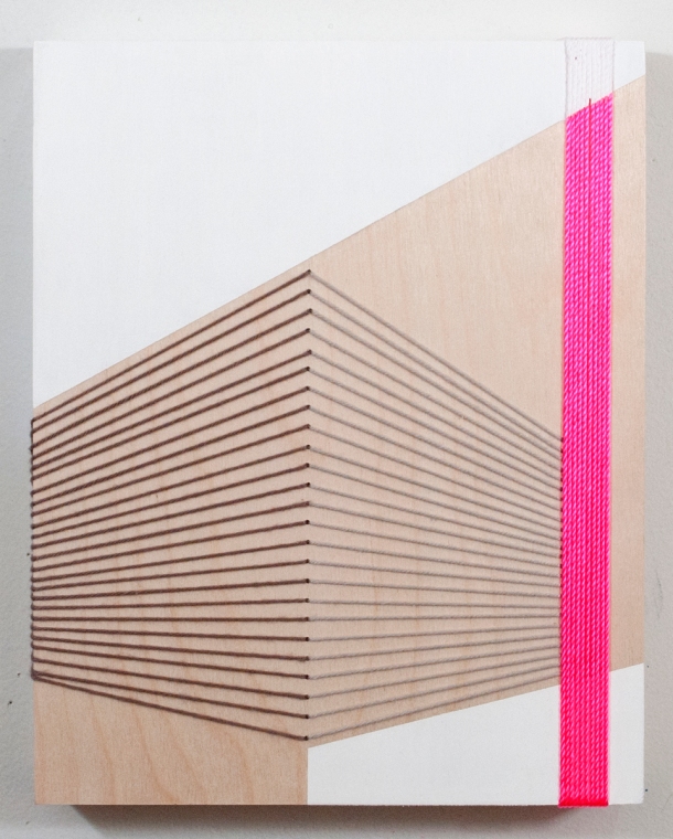 Sara Jones, Yes, yes it is, acrylic and thread on panel, 10" x 8", 2014. 